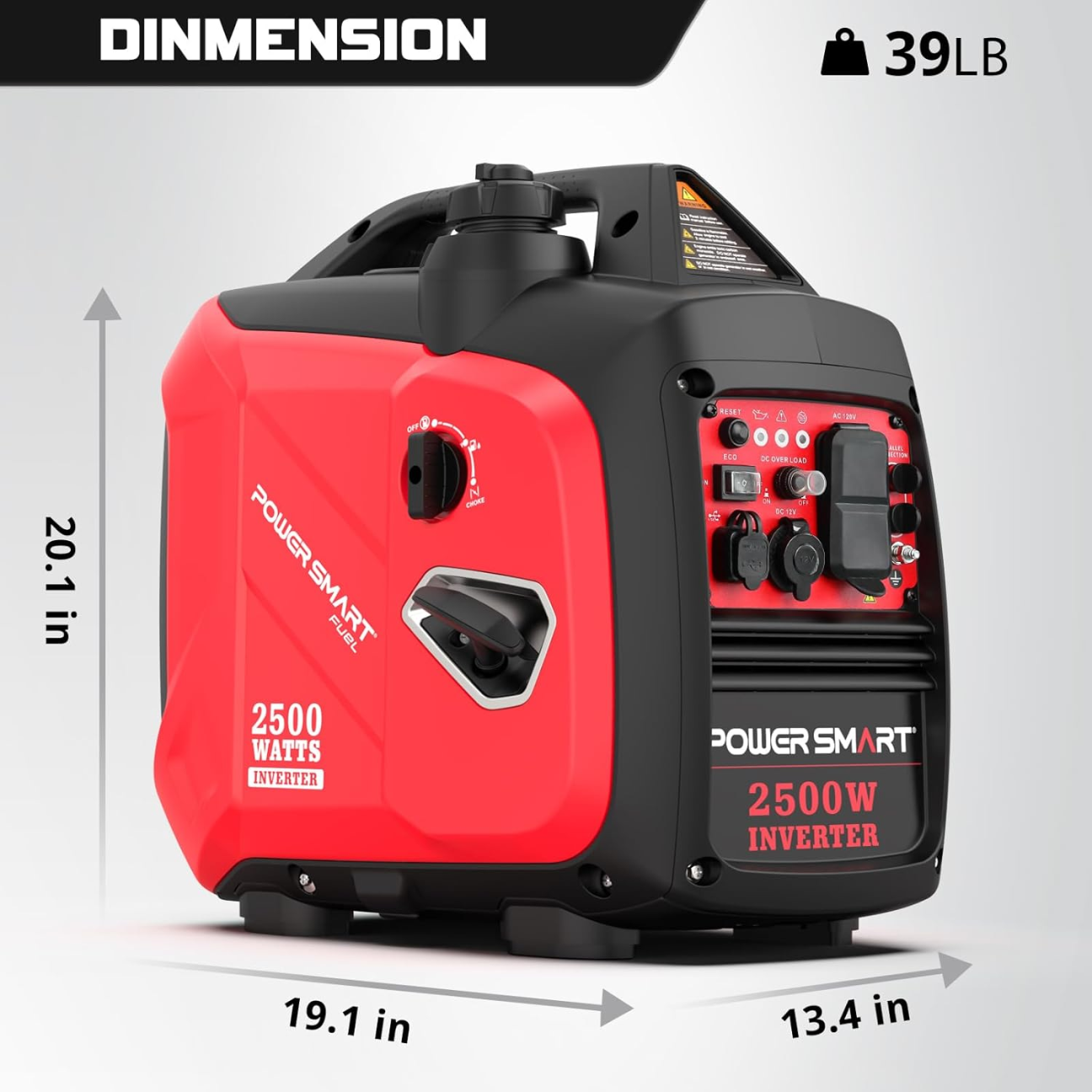 PowerSmart 2500-Watt Portable Inverter Generator, Gas Powered Quiet Inverter with CO Protect, EPA Compliant, Parallel Ready for RV Camping & Home Emergency Power