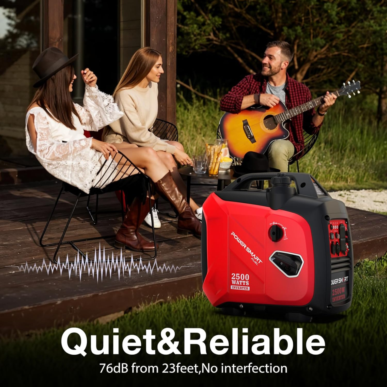 PowerSmart 2500-Watt Portable Inverter Generator, Gas Powered Quiet Inverter with CO Protect, EPA Compliant, Parallel Ready for RV Camping & Home Emergency Power